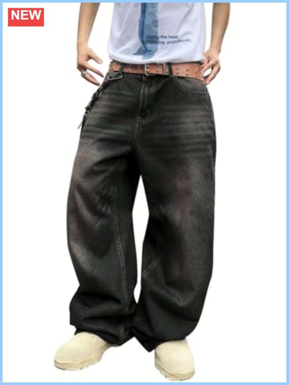 Y2K Baggy Wide Leg Jeans Casual Loose Fit Denim Pants for Men Women